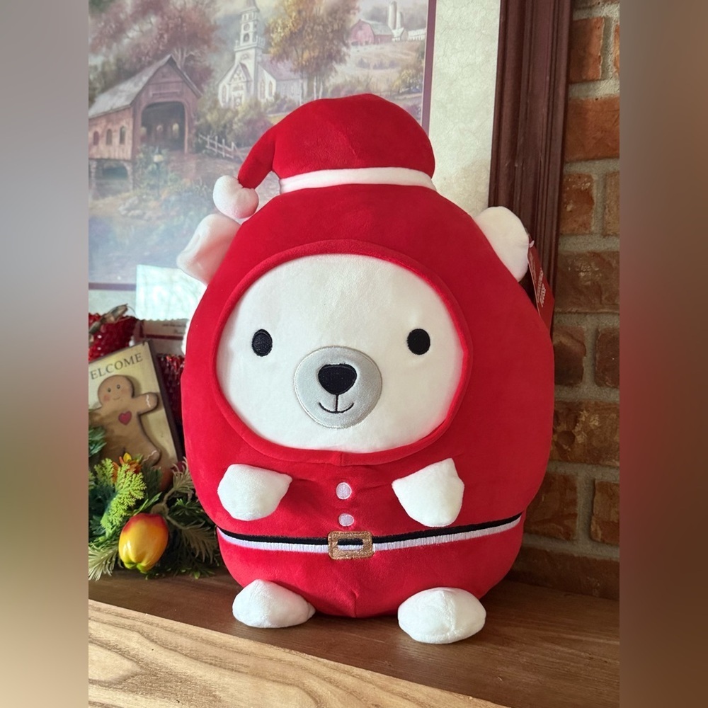 16” Squishmallows Brooke the Polar Bear collectible Holiday Pillow NWT